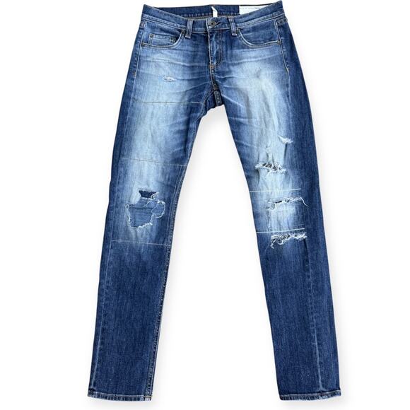 Rag & Bone The Dre Jeans In Surfer Repair Blue Size 25 10584 Skinny Straight - Picture 1 of 6